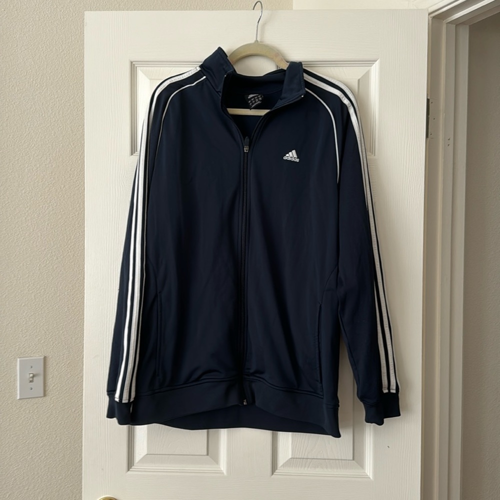 Adidas track jacket in navy blue